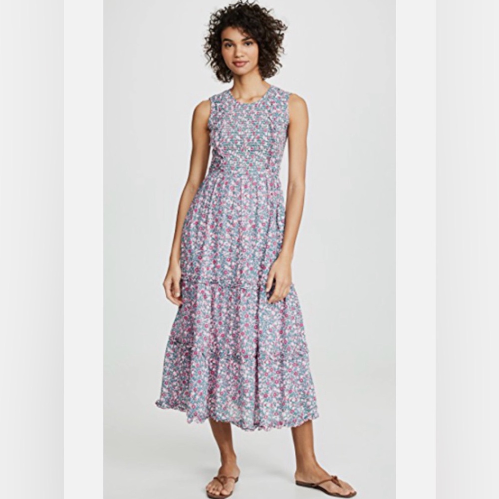 New Banjanan Isha Maxi Dress in Scattered Floral Wild Rose Pink size L